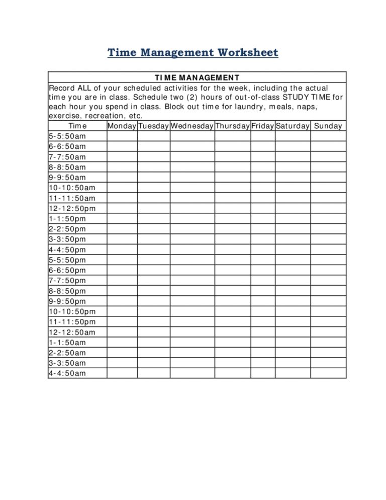 Time Management Fillable Printable Pdf Forms Handypdf Time Management Forms Free