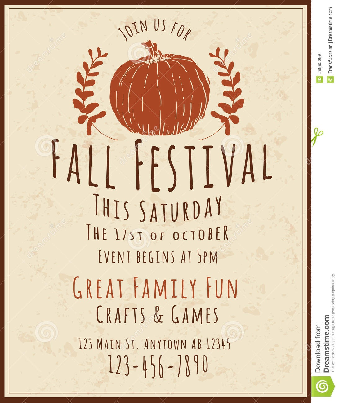 003 Fall Festival Flyers Templates Flyer Template Simple Retro Hand - Free Printable Fall Festival Flyer Templates