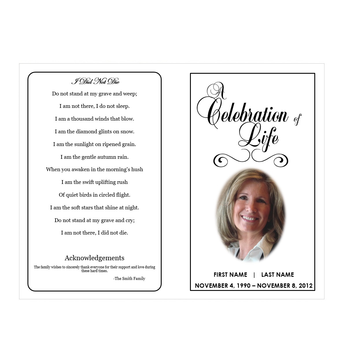 004 Traditional1 Blank Funeral Program Template Frightening Ideas - Free Printable Funeral Program Template