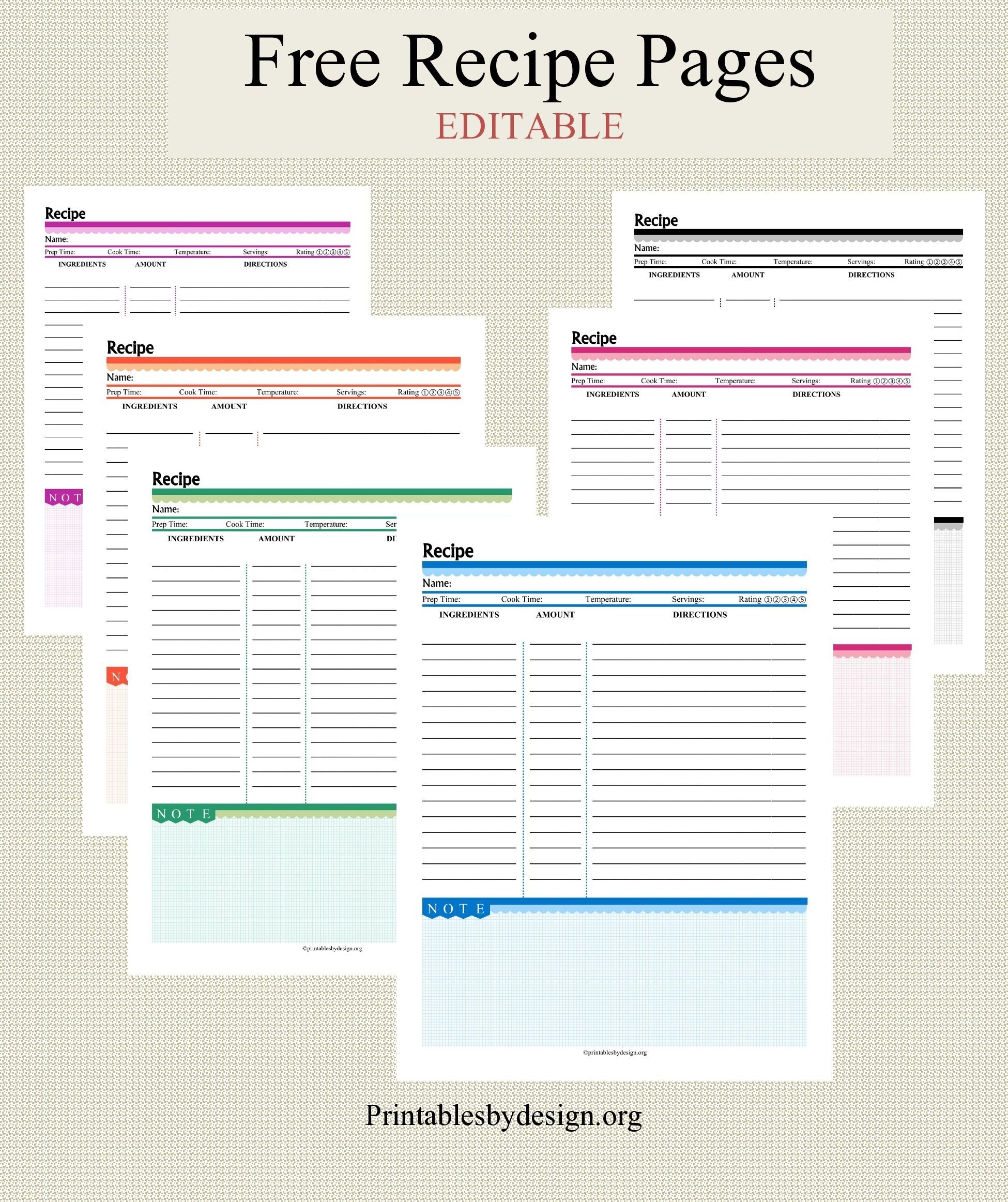 15 Free Recipe Cards Printables Templates And Binder Inserts Free 