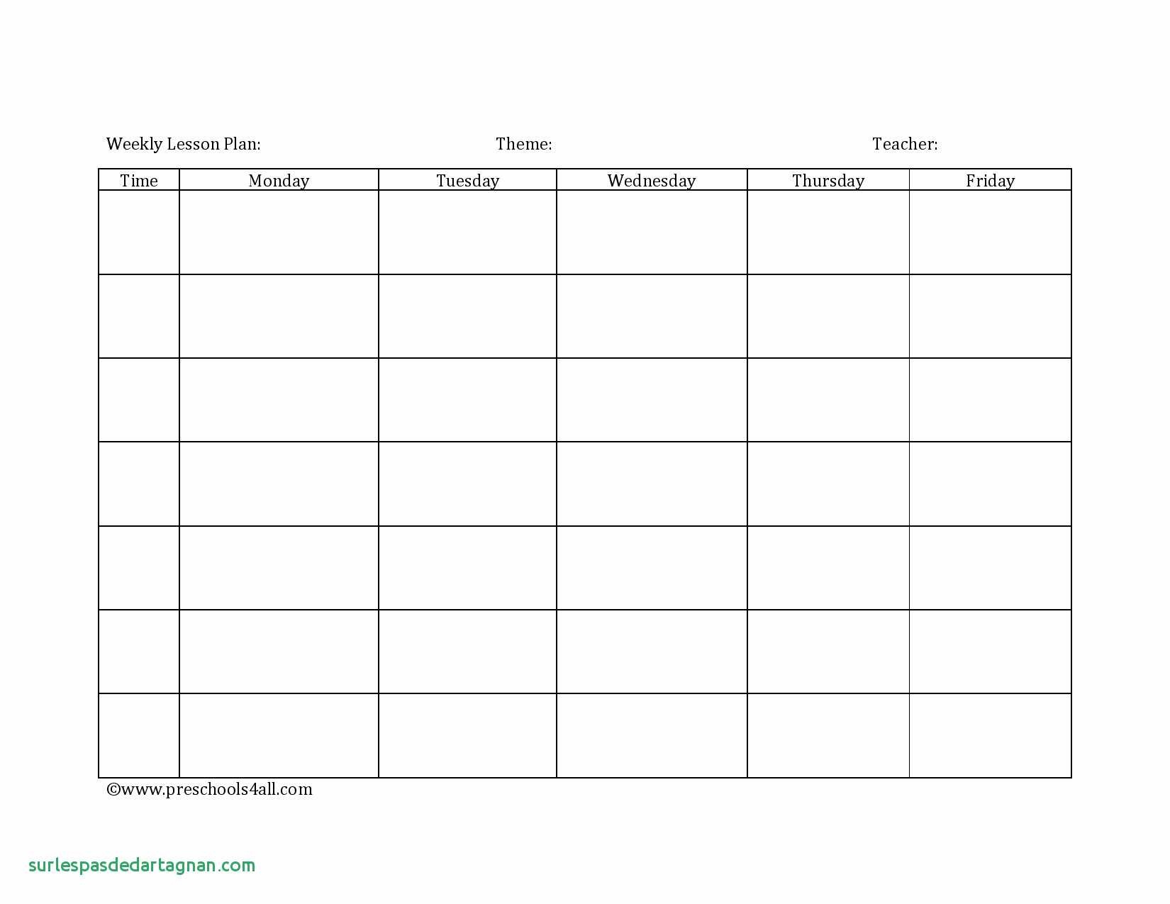 020 Pre K Lesson Plan Template Weekly Teacher Planner Lovely Daycare - Free Printable Daycare Menus