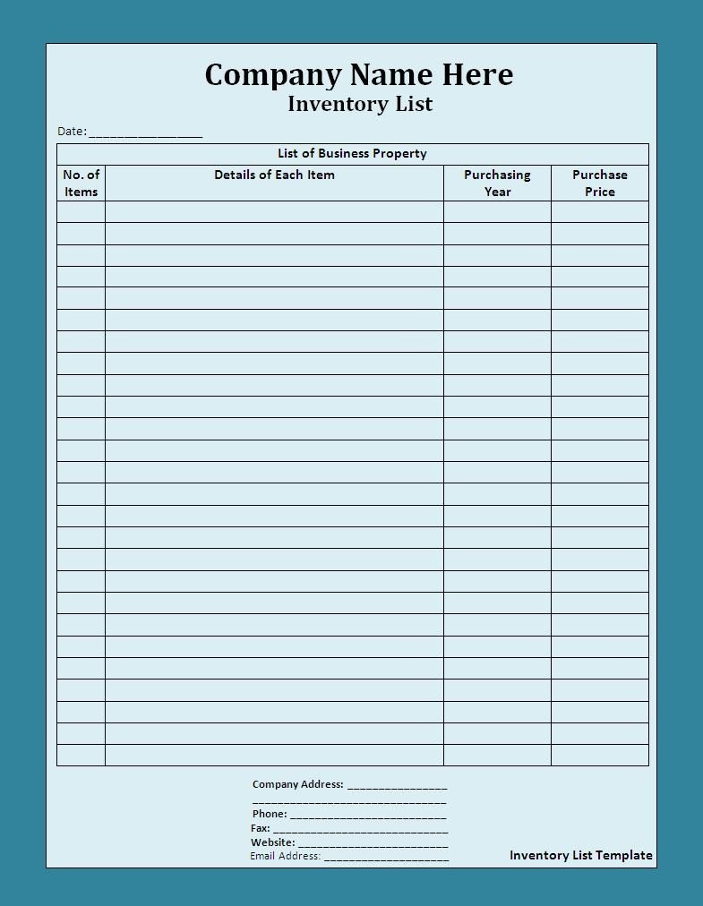 10+ Inventory List Templates | Free Printable Word, Excel &amp;amp; Pdf - Free Printable Inventory Sheets Business