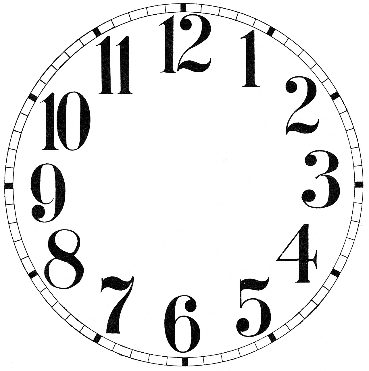 11 Clock Face Images - Print Your Own! - The Graphics Fairy - Free Printable Clock Faces