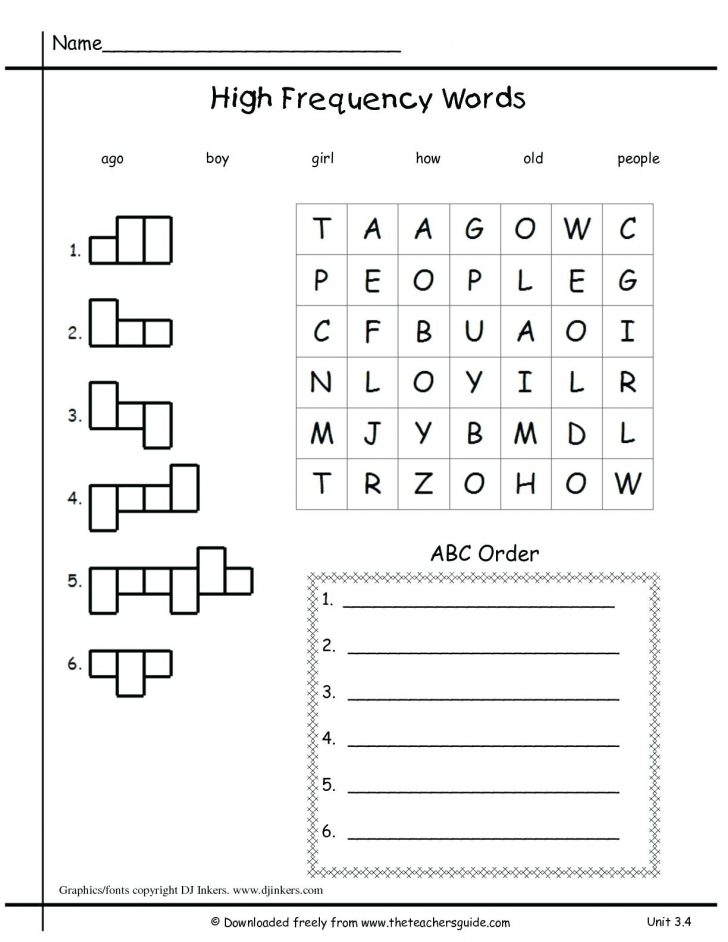Free Printable First Grade Worksheets