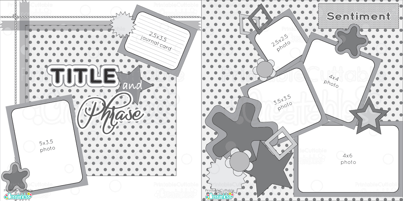 2 Page 12X12 Free Printable Scrapbook Sketch - Printable Cuttable - Free Printable Scrapbook Page Designs