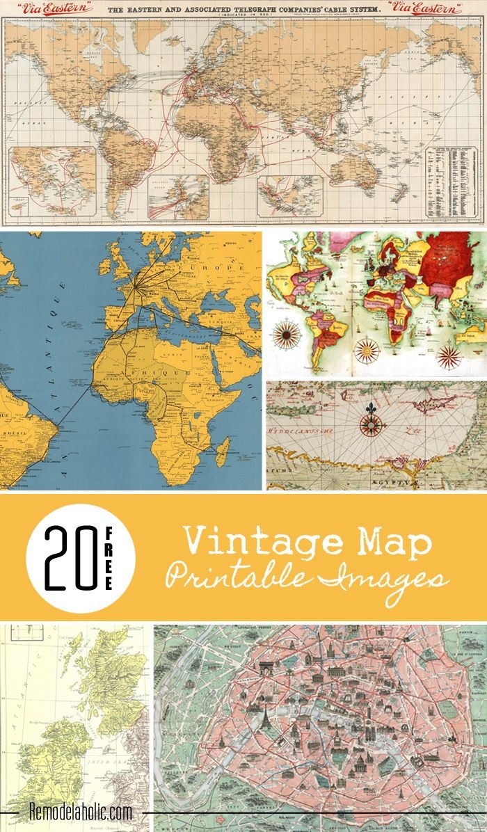20 Free Vintage Map Printable Images | Remodelaholic #art - Free Printable Custom Maps