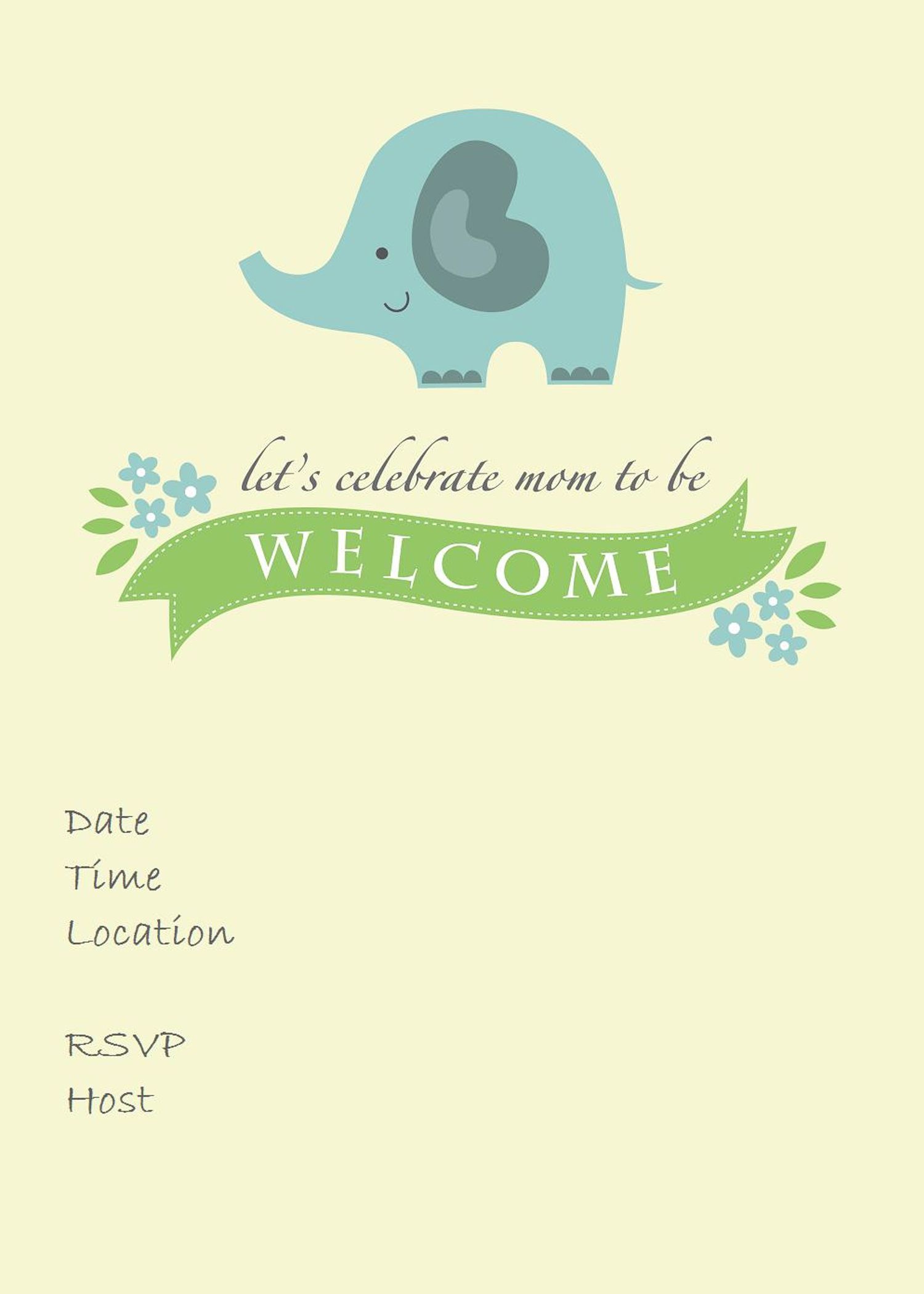 25 Adorable Free Printable Baby Shower Invitations - Free Printable Elephant Baby Shower Invitations