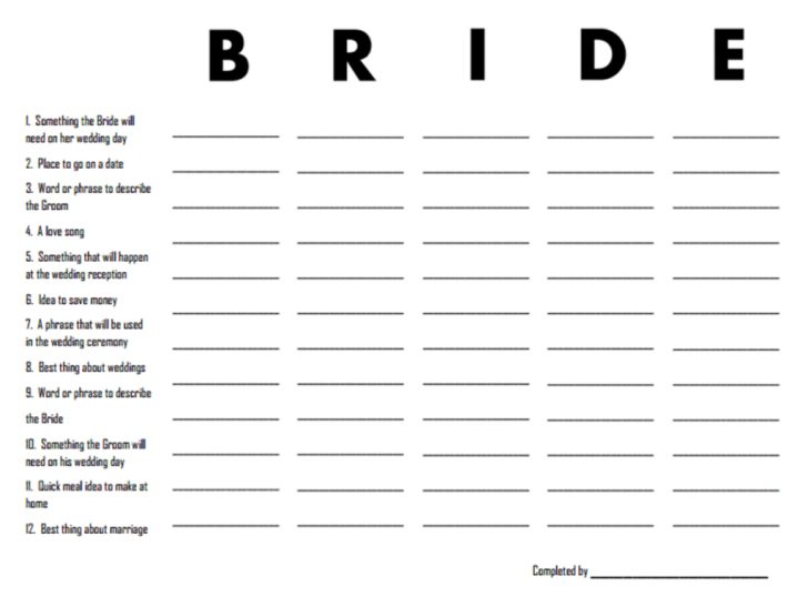 Free Printable Bridal Shower Games And Activities