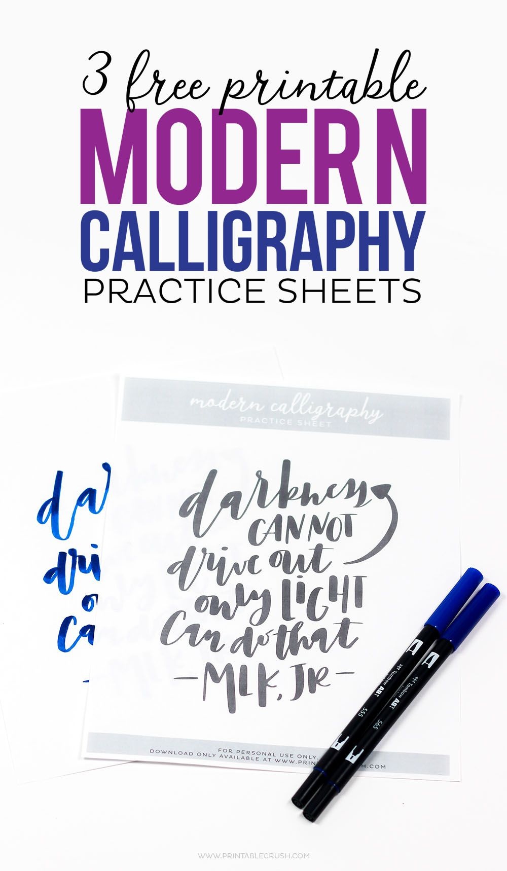 3 Free Printable Modern Calligraphy Practice Sheets (Printable Crush - Modern Calligraphy Practice Sheets Printable Free
