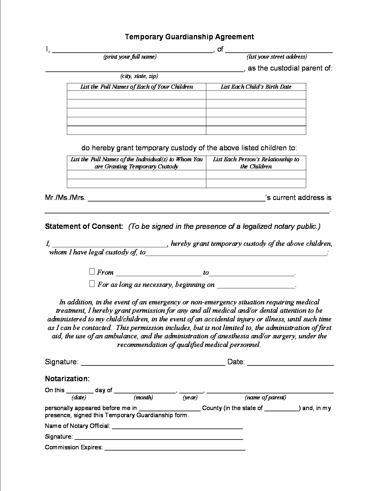 4 Free Printable Forms For Single Parents | Karla&amp;#039;s Personal - Free Printable Temporary Guardianship Form