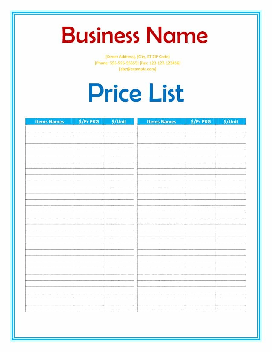 40 Free Price List Templates (Price Sheet Templates) ᐅ Template Lab - Free Printable Data Sheets