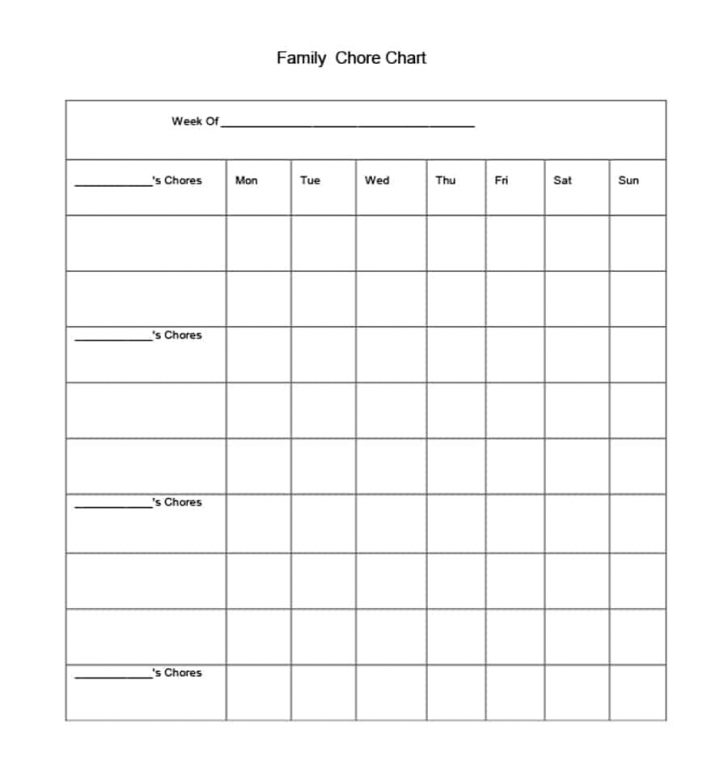 Free Printable Chore List