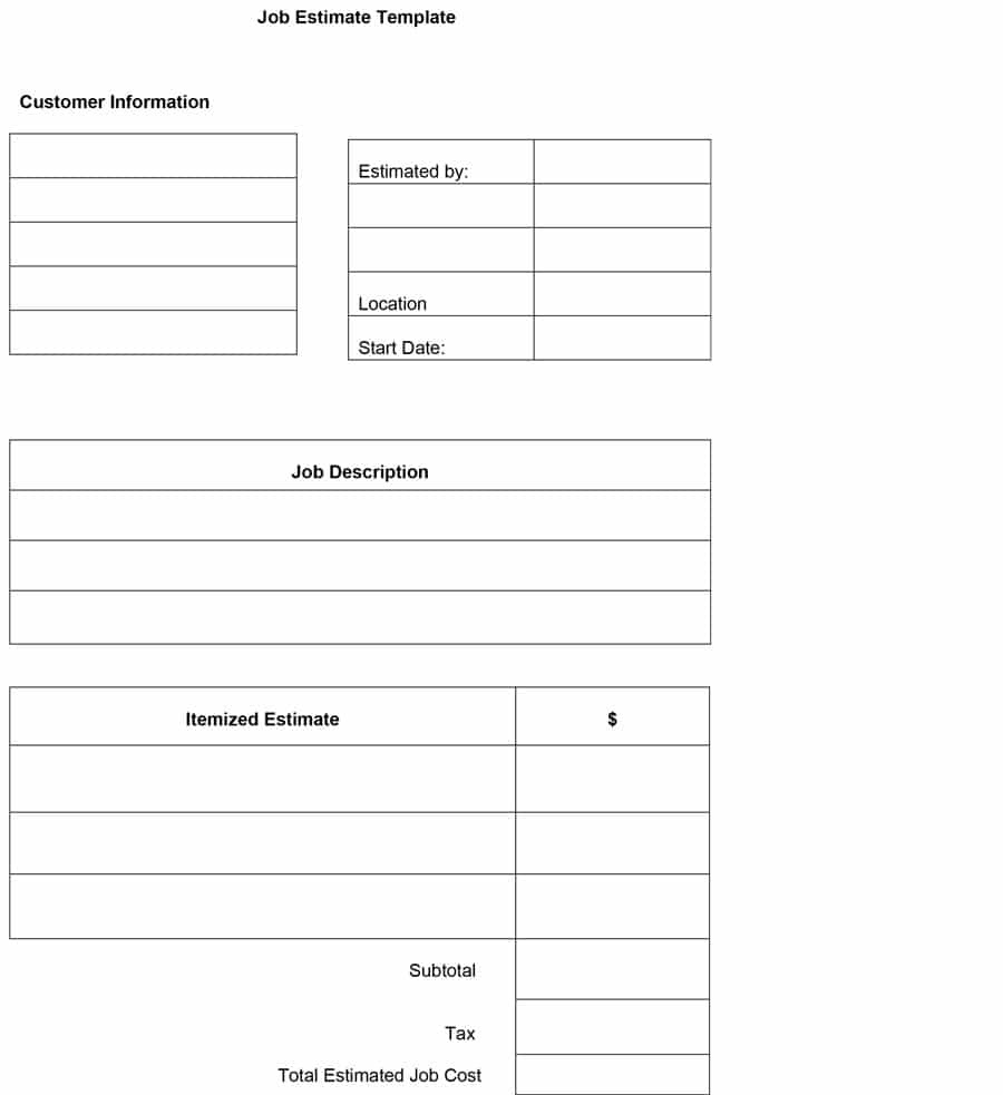 44 Free Estimate Template Forms [Construction, Repair, Cleaning] - Free Printable Job Quote Forms