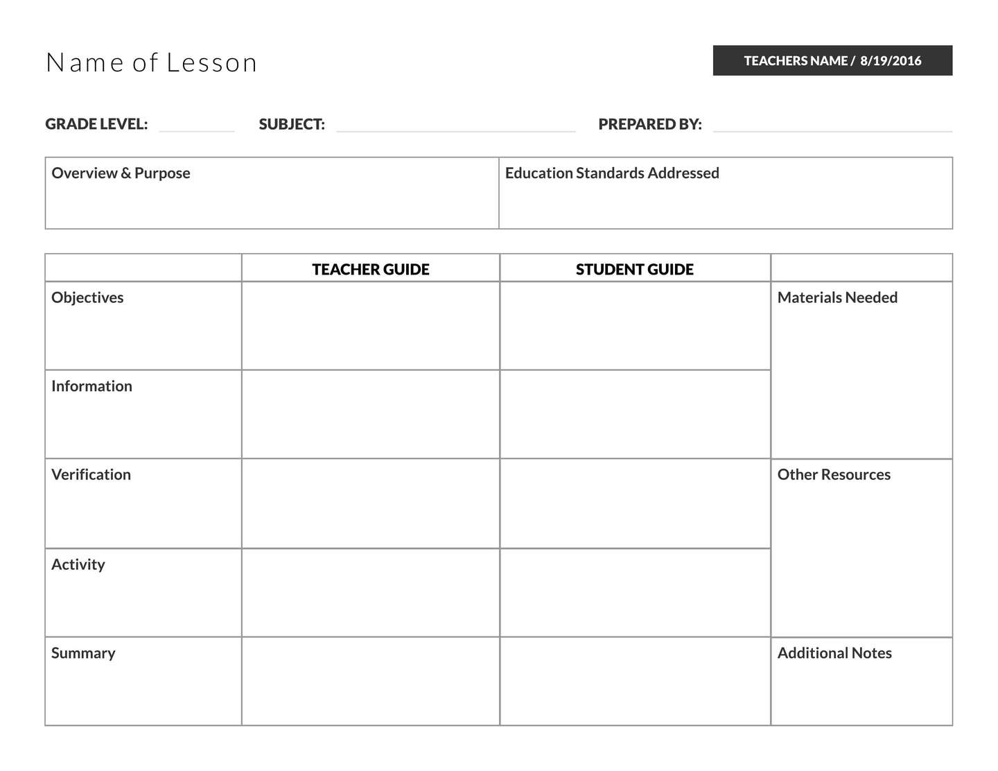 5 Free Lesson Plan Templates &amp;amp; Examples - Lucidpress - Free Printable Blank Lesson Plan Pages