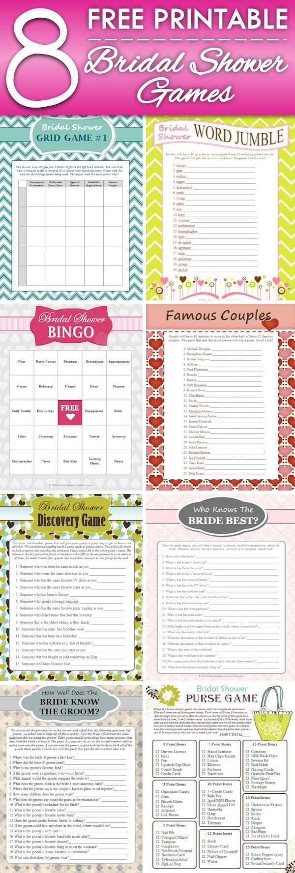8 Free Printable Bridal Shower Games - Download Some Fun Today! | My - Free Printable Bridal Shower Games And Activities