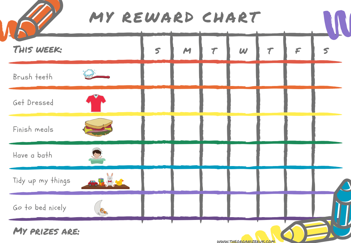 8 Of The Best Free Printable Kids Chore Charts ~ The Organizer Uk - Reward Charts For Toddlers Free Printable