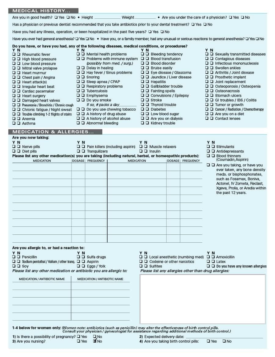 A Medical History Form Is A Means To Provide The Doctor Your Health - Free Printable Personal Medical History Forms