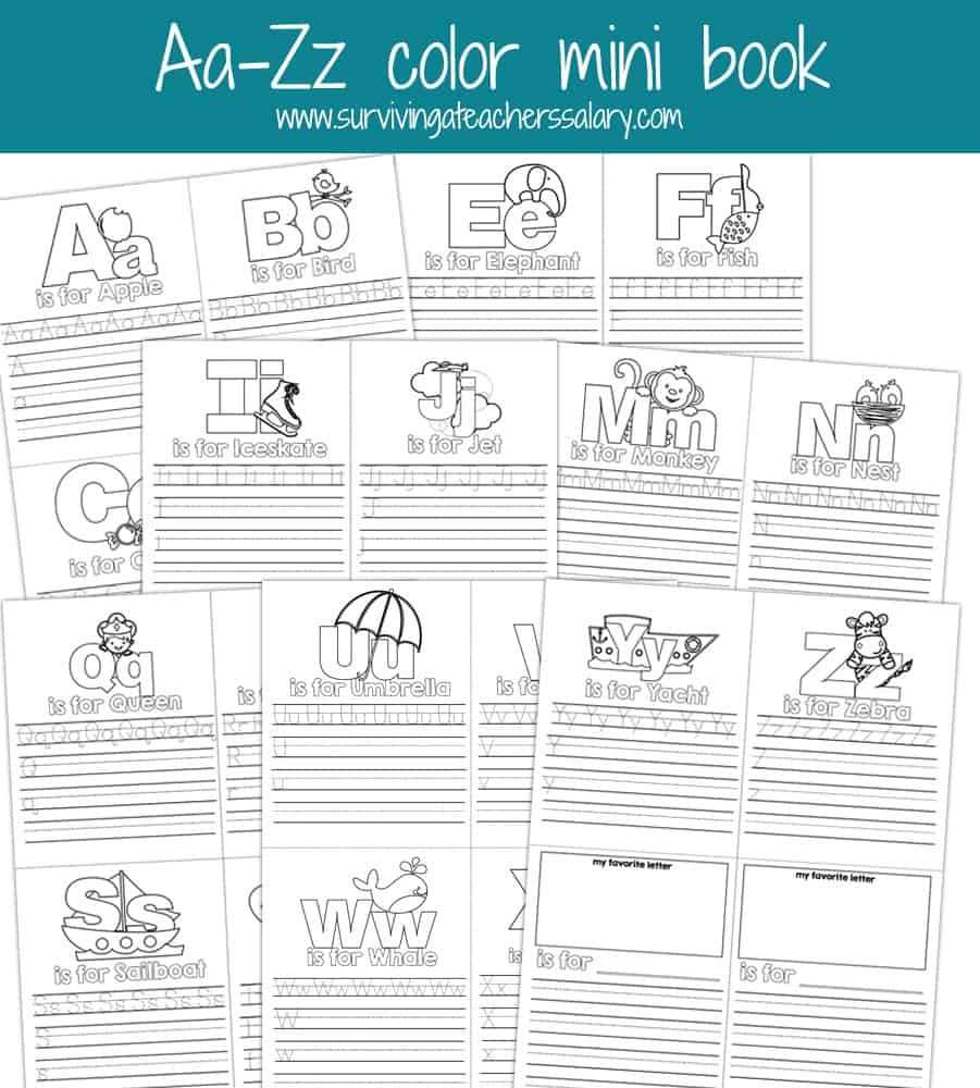 Aa-Zz Alphabet Letter Mini Color Book Practice Printable - Free Thanksgiving Mini Book Printable