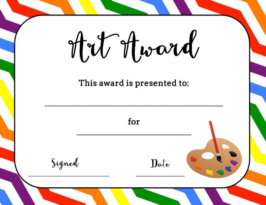 Art Award Certificate (Free Printable) | Art | Art Classroom - Good Behaviour Certificates Free Printable