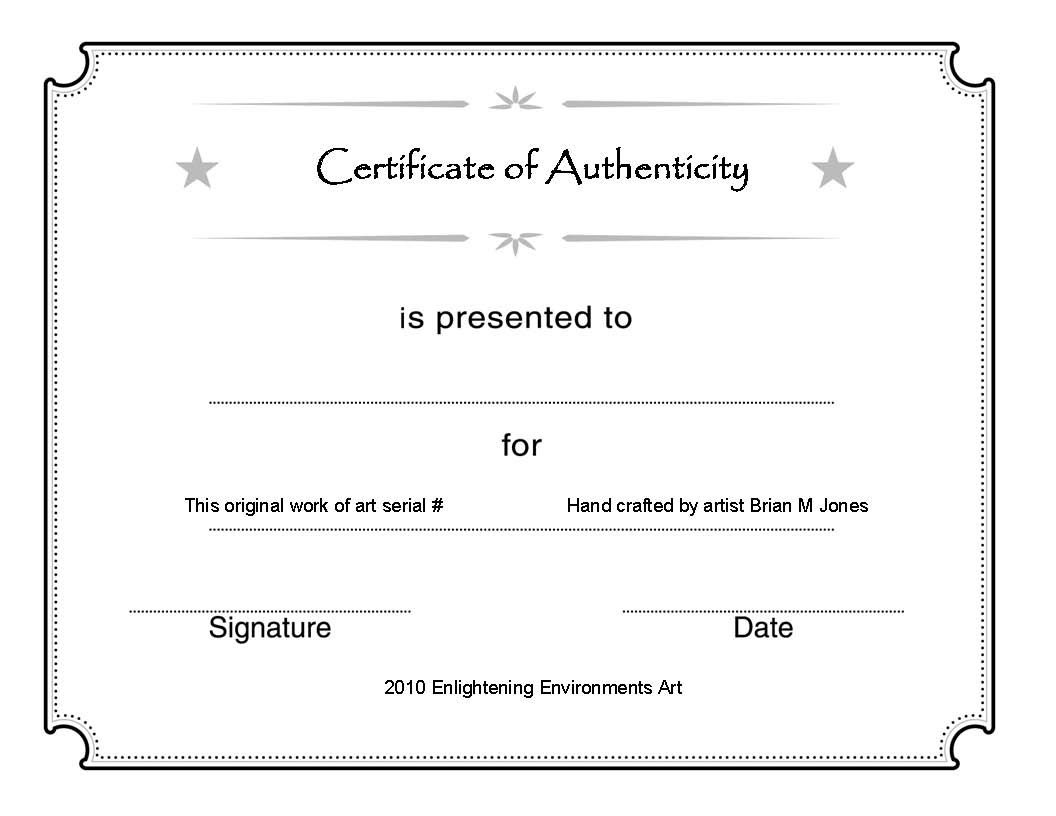 Artcertificate1 | Kk Certificate Of Authenticity | Blank Certificate - Free Printable Award Certificates