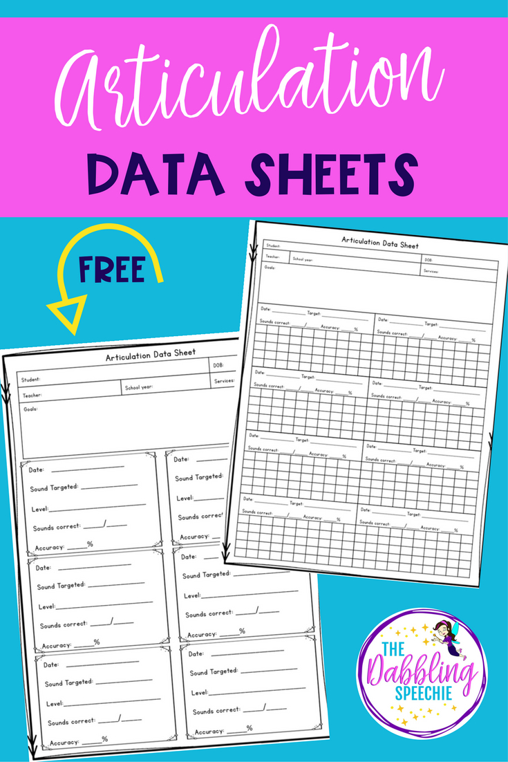 Articulation Data Sheets- Free Printable | Dabbling With - Free Printable Data Sheets