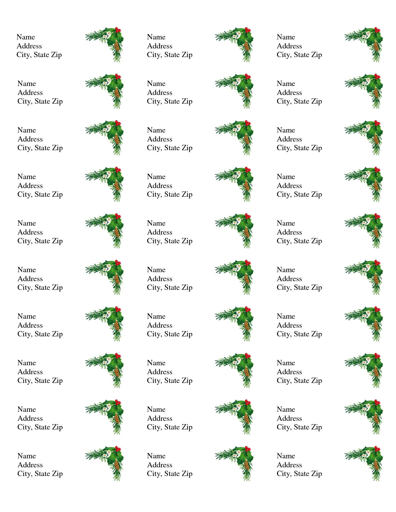 Holiday Mailing Address Labels