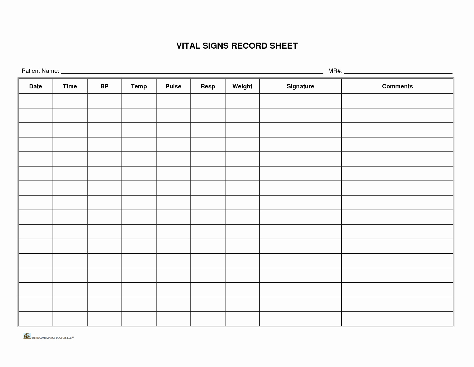 Free Printable Vital Sign Sheets Free Printable A to Z