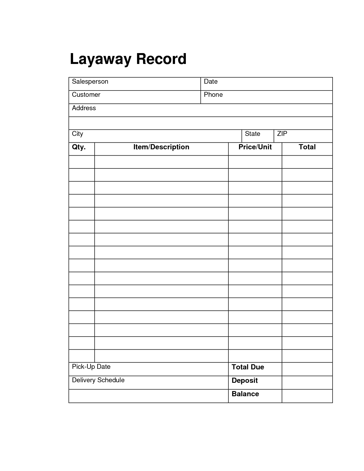 Best Solutions For Free Layaway Forms Template With Format Layout - Free Printable Layaway Forms