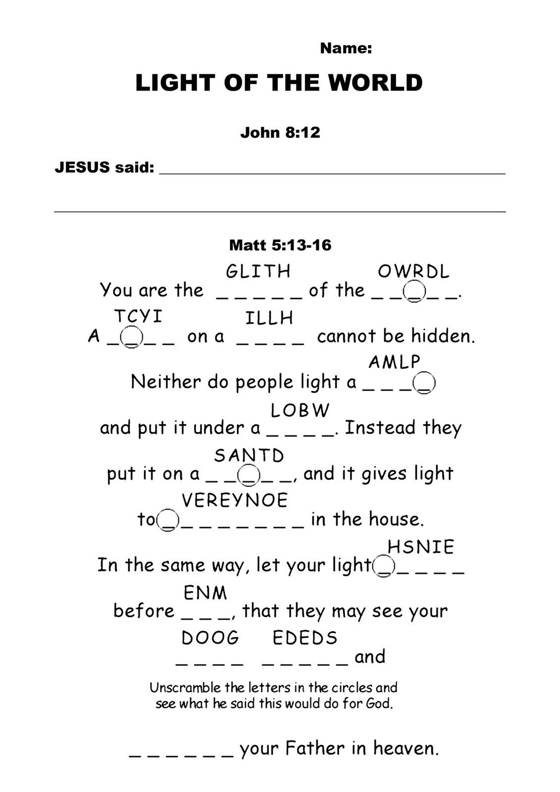 Bible Worksheets | Growing Kids In Grace: Light Of The World - Free Printable Children&amp;amp;#039;s Bible Lessons Worksheets