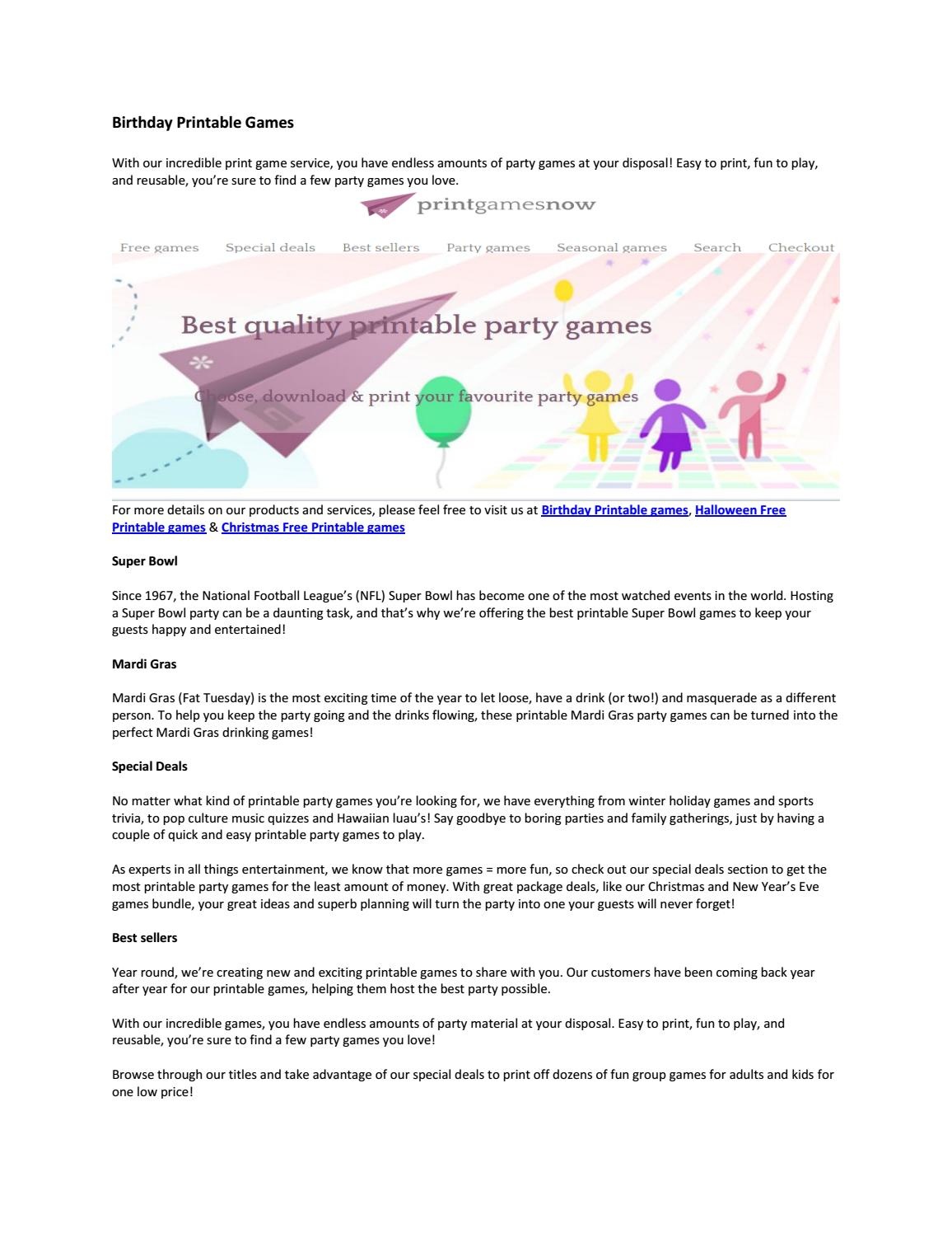 Birthday Printable Gamesprintgamesnow - Issuu - Free Printable Mardi Gras Games