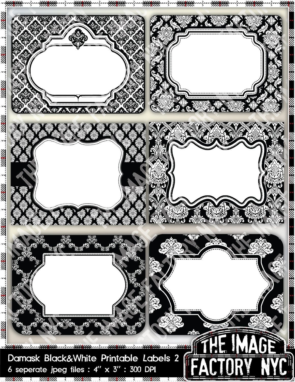 Black And White Damask Printable Labels &amp;amp; Tags, For Gift Tags, Place - Free Printable Damask Place Cards
