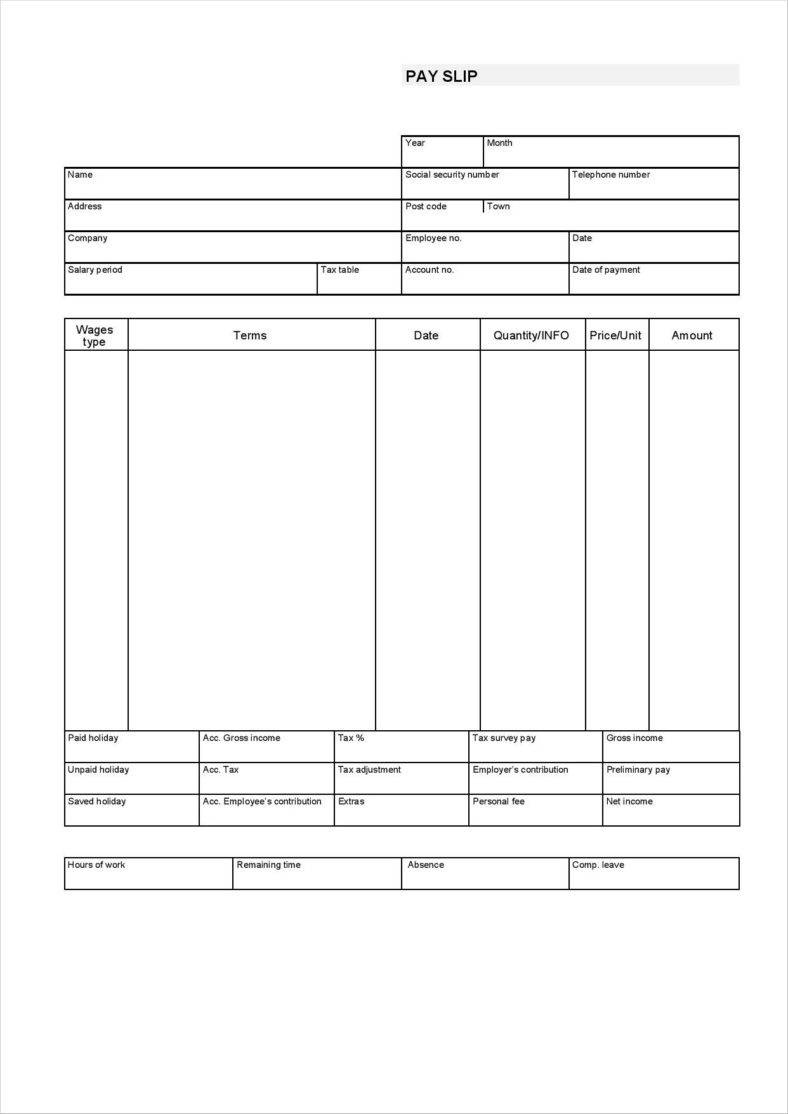 Blank Pay Stub Template - Kaza.psstech.co - Free Printable Pay Stubs Online