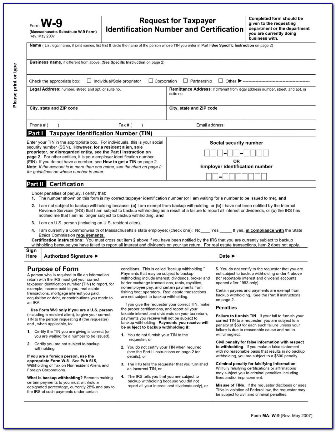 Blank W9 Form Business Templates W 9 Colorado Printable In Printable - Free Printable W9