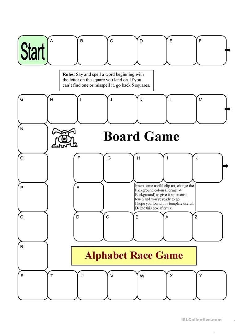 Board Game - Alphabet Race Worksheet - Free Esl Printable Worksheets - Free Printable Alphabet Board Games