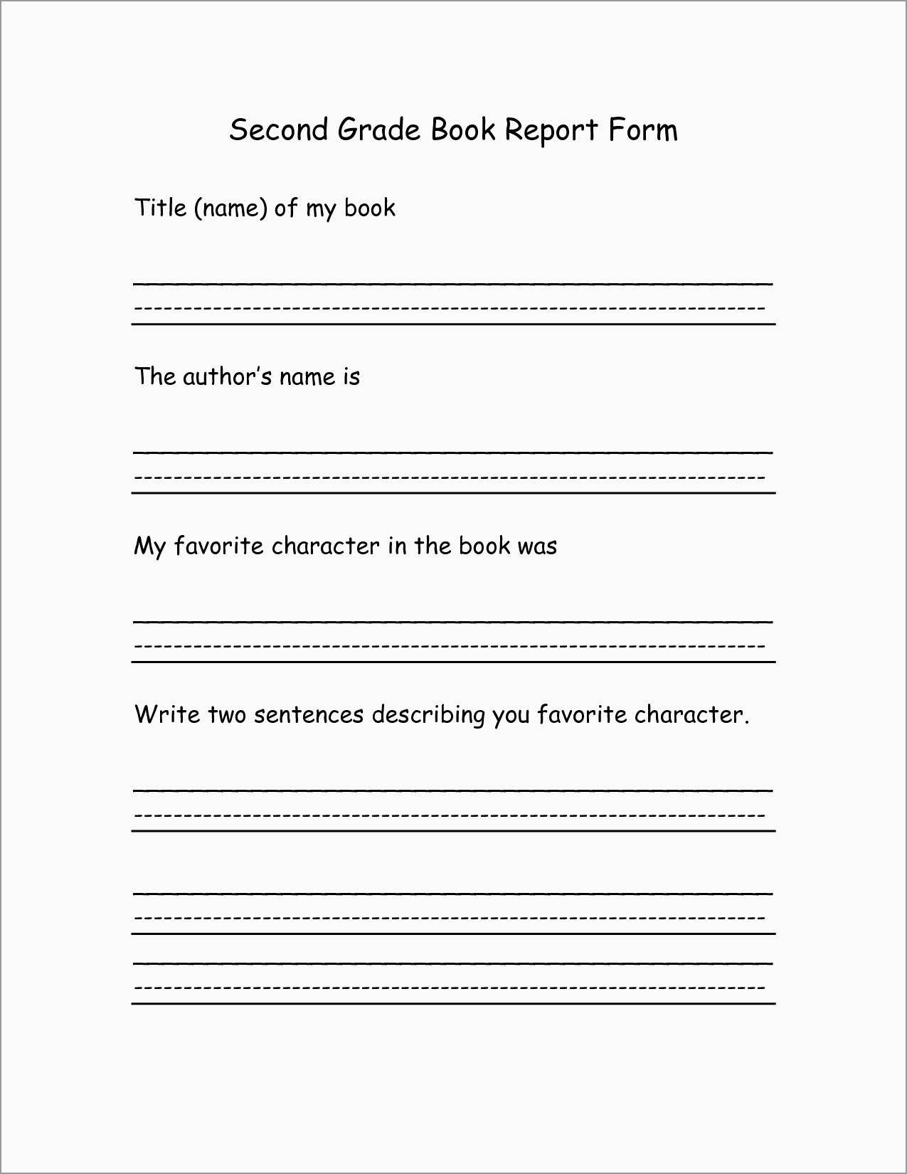 Book Report Template 2Nd Grade Free New 8 Best Of 2Nd Grade Book - Free Printable Book Report Forms