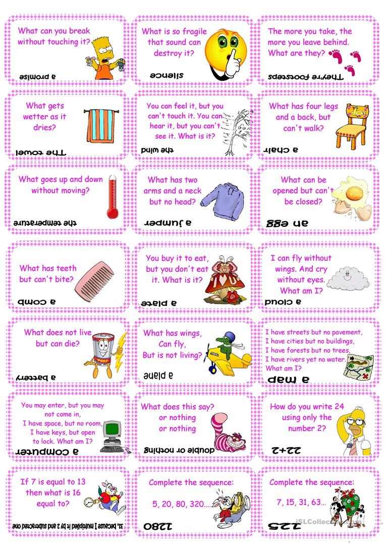 Brain Teasers, Riddles &amp;amp; Puzzles Card Game (Set 2) Worksheet - Free - Free Printable Brain Teasers Adults