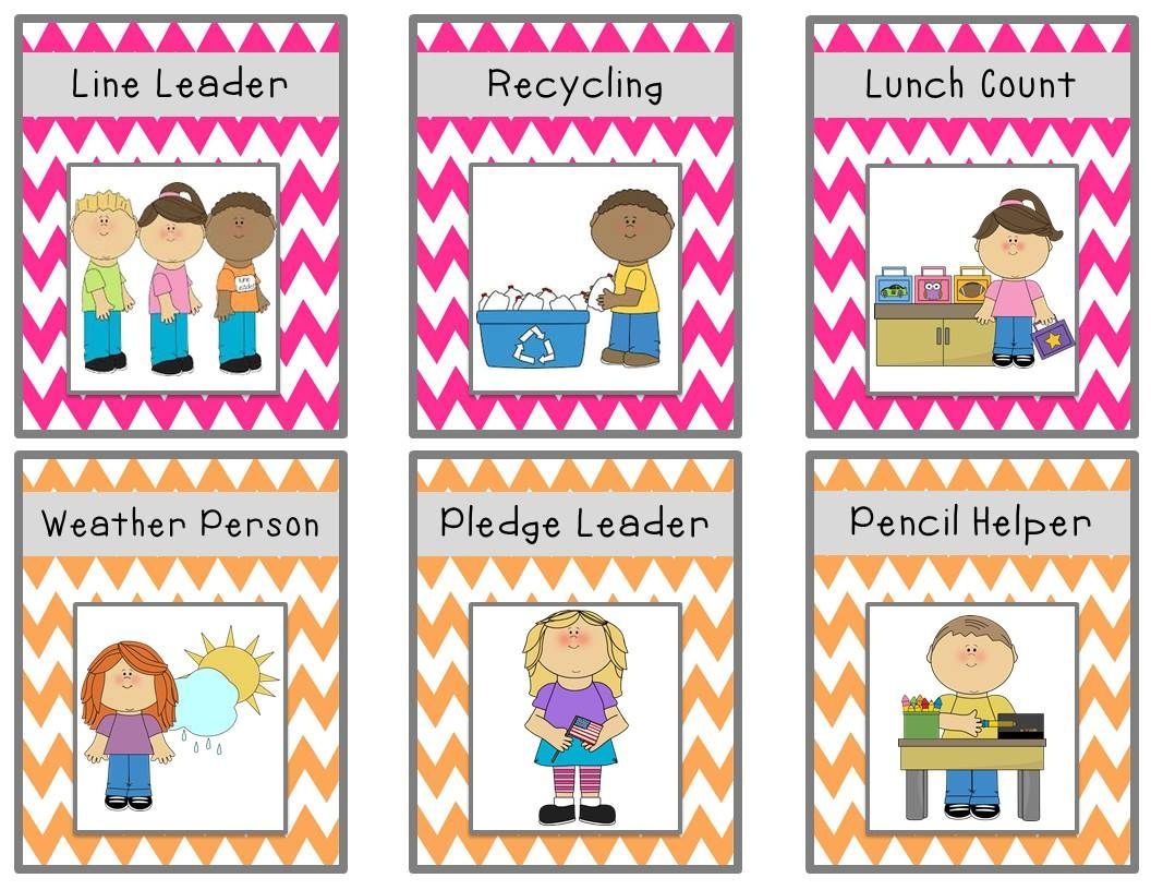 Bright Chevron Job Chart Cards {Freebie} | Classroom Ideas - Preschool Classroom Helper Labels Free Printable