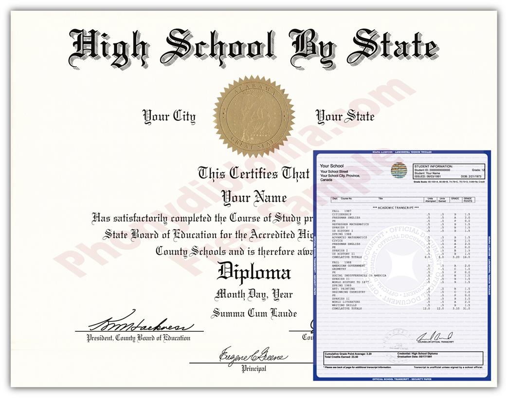 Buy Usa High School Diplomas &amp;amp; Transcript Package Designsstate - Free Printable Ged Transcripts