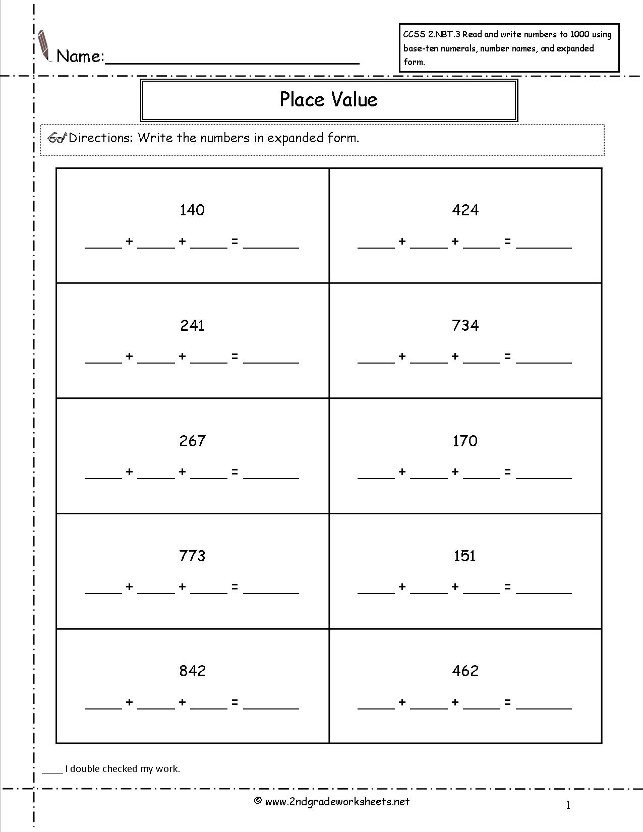 Third Grade Expanded Notation Worksheets Grade 3 Writing 3 Digit Numbers In Expanded Form 