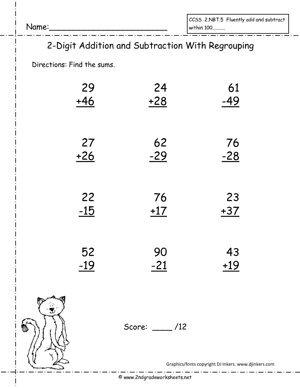 Free Printable Double Digit Addition And Subtraction Worksheets Free 