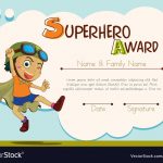 Certificate Template With Boy Being Superhero Vector Image   Free Printable Superhero Certificates