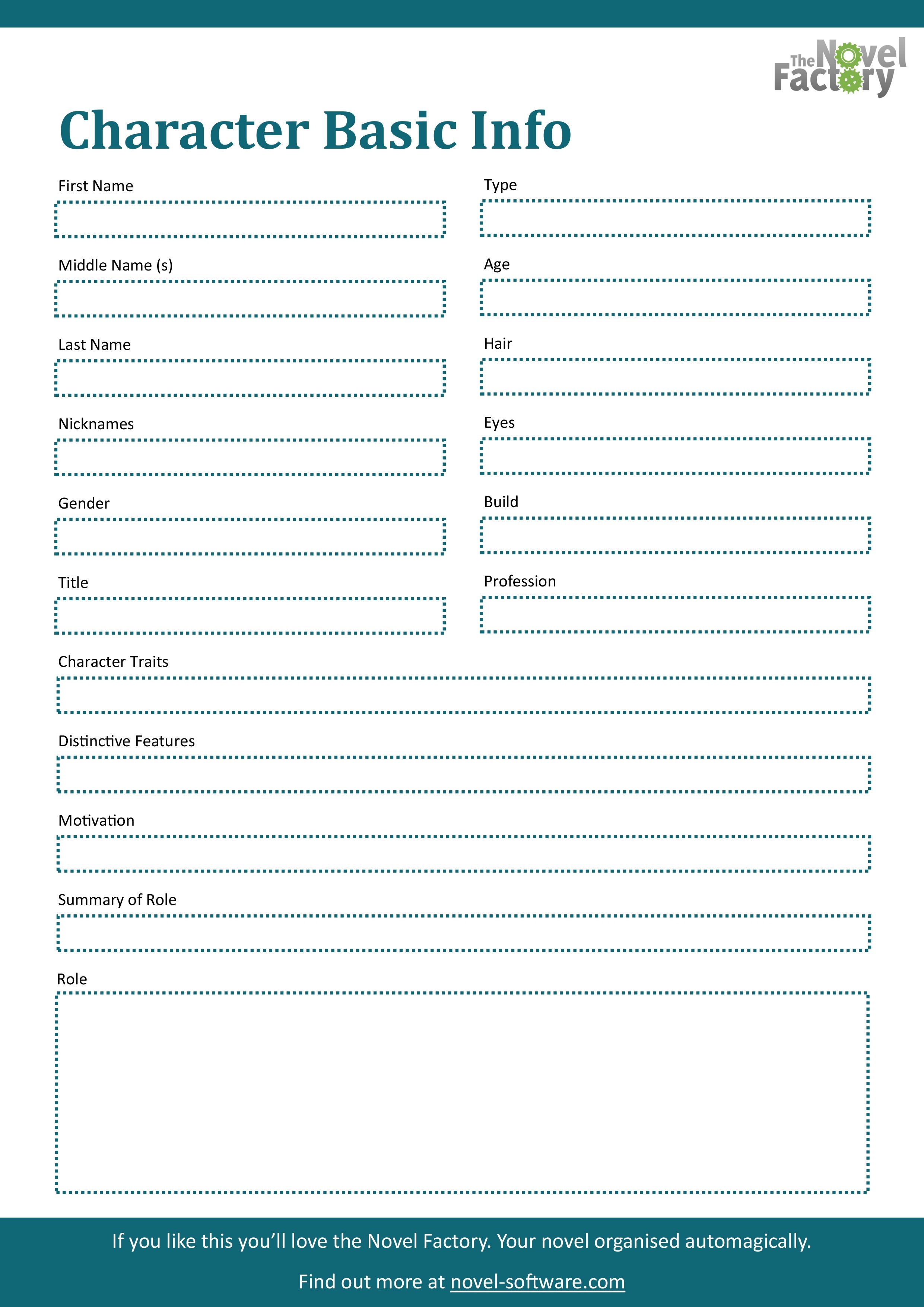 Character Basic Profile Worksheet A Free Downloadable Printable 