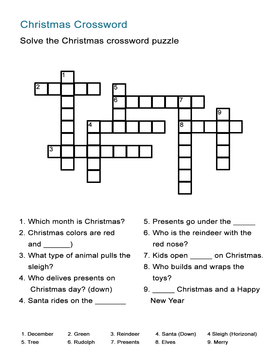 Charger Christmas Crossword Puzzle Answers. Christmas Crossword - Free Printable Christmas Crossword Puzzles For Adults