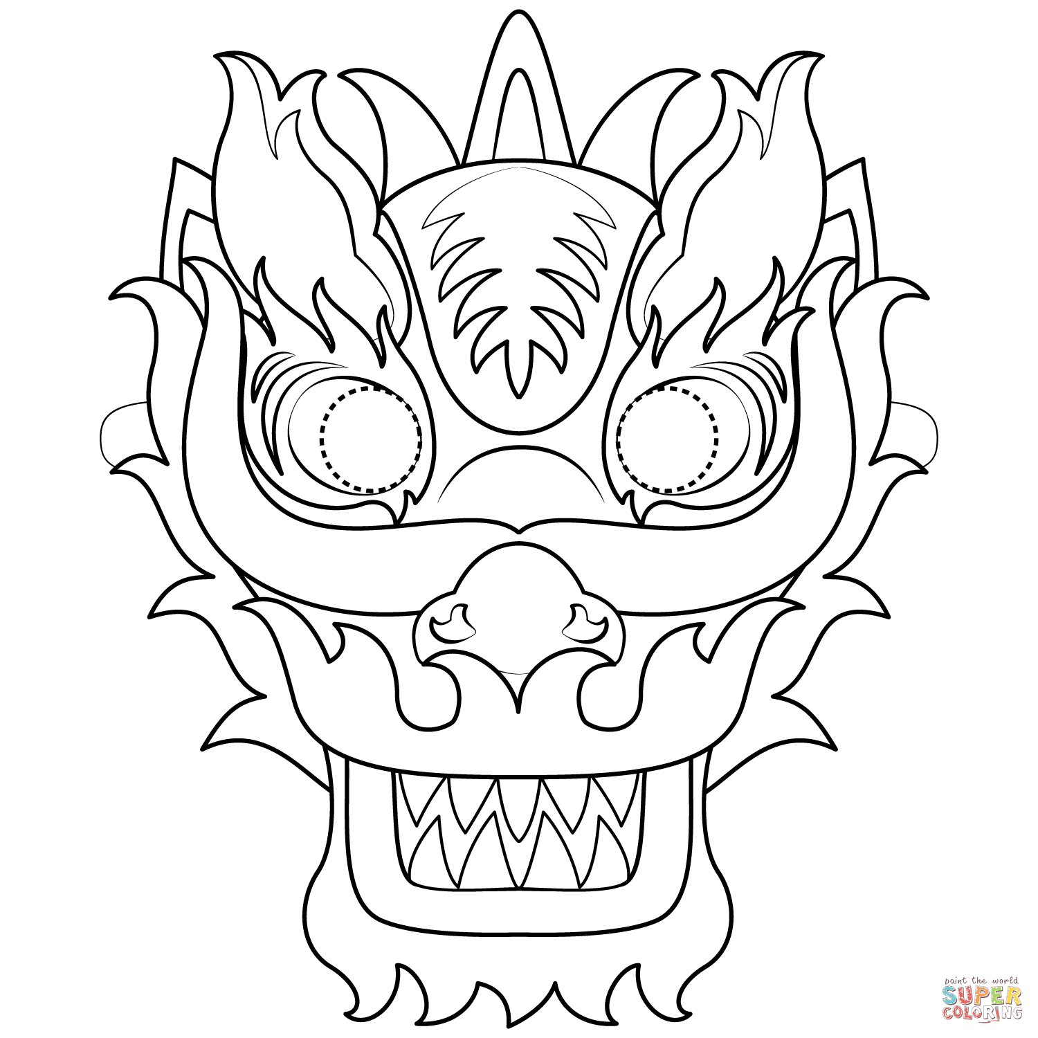 Chinese New Year Dragon Mask Coloring Page | Free Printable Coloring - Dragon Mask Printable Free