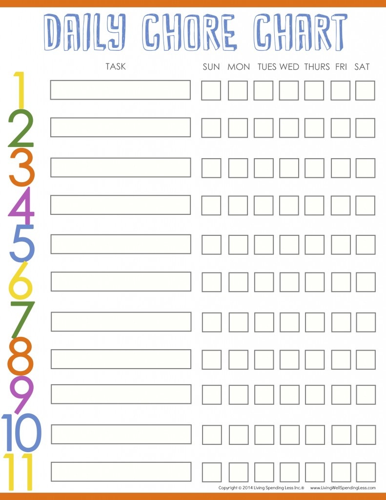 Chore List Kids - Kaza.psstech.co - Free Printable Chore Charts For Multiple Children