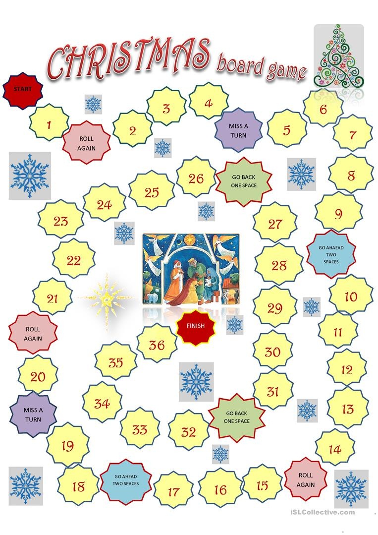 Christmas Board Game Template Worksheet - Free Esl Printable - Free Printable Christmas Board Games