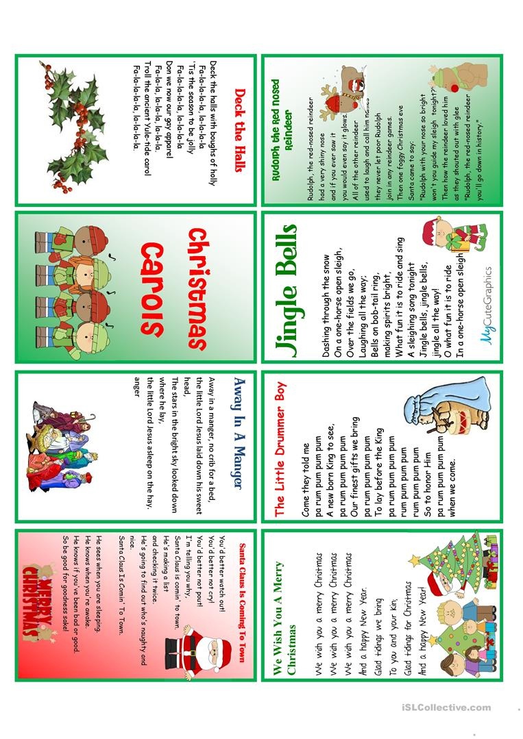 Christmas Carols Minibook Worksheet - Free Esl Printable Worksheets - Free Printable Christmas Carols Booklet