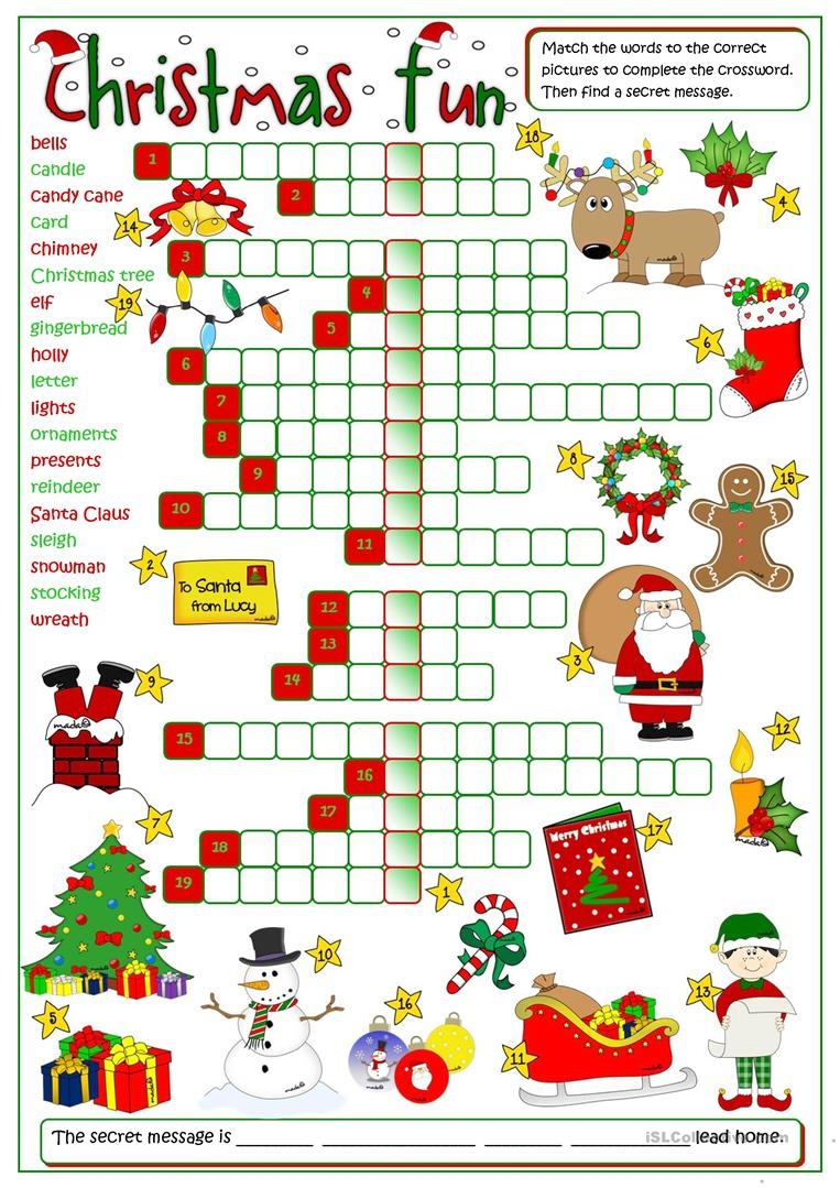Christmas Fun - Crossword Worksheet - Free Esl Printable Worksheets - Christmas Fun Worksheets Printable Free