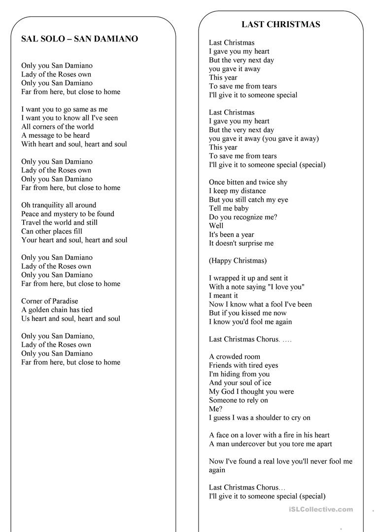 Free Printable Lyrics To Christmas Carols | Free Printable ...