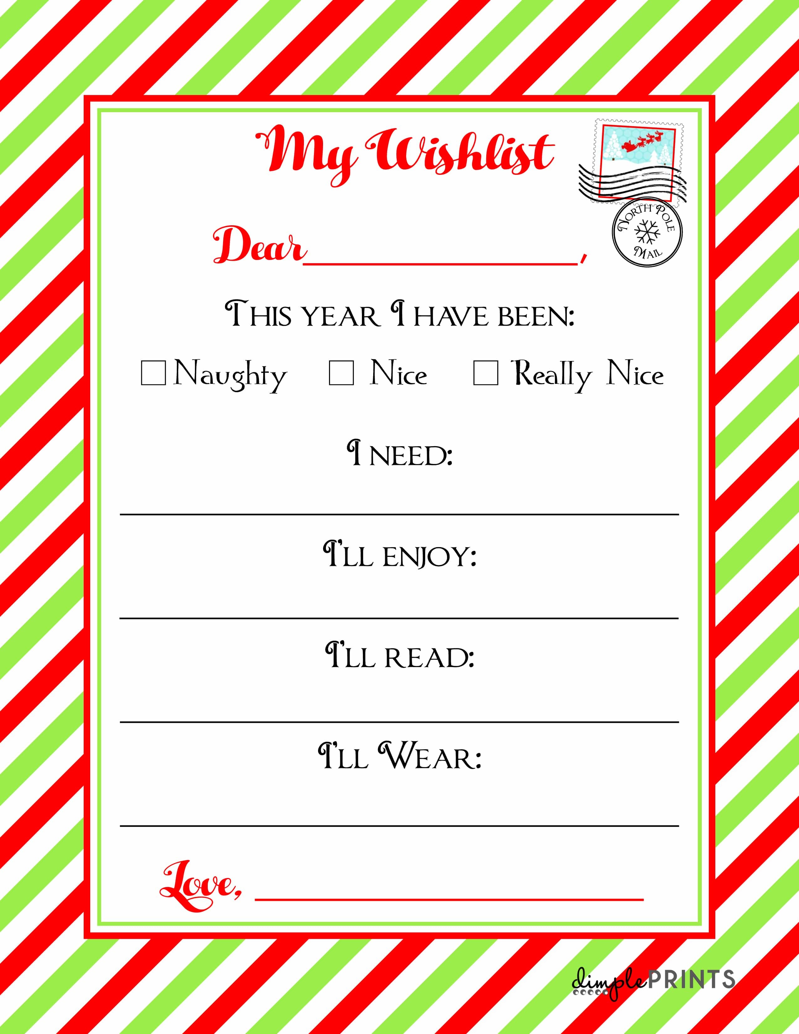 Christmas Wishlist Printable Letter ⋆ Real Housemoms - Free Printable Christmas Wish List